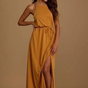 LULUS ORANGE SUMMER MAXI DRESS HALTER WORN ONCE